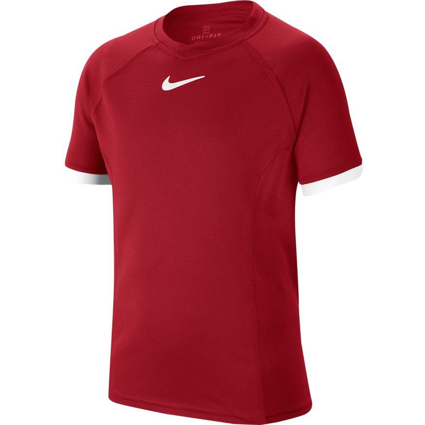 Geruststellen streep poeder Nike Court Dry Junior T-shirt Rood | Padel shirt voor jongens 