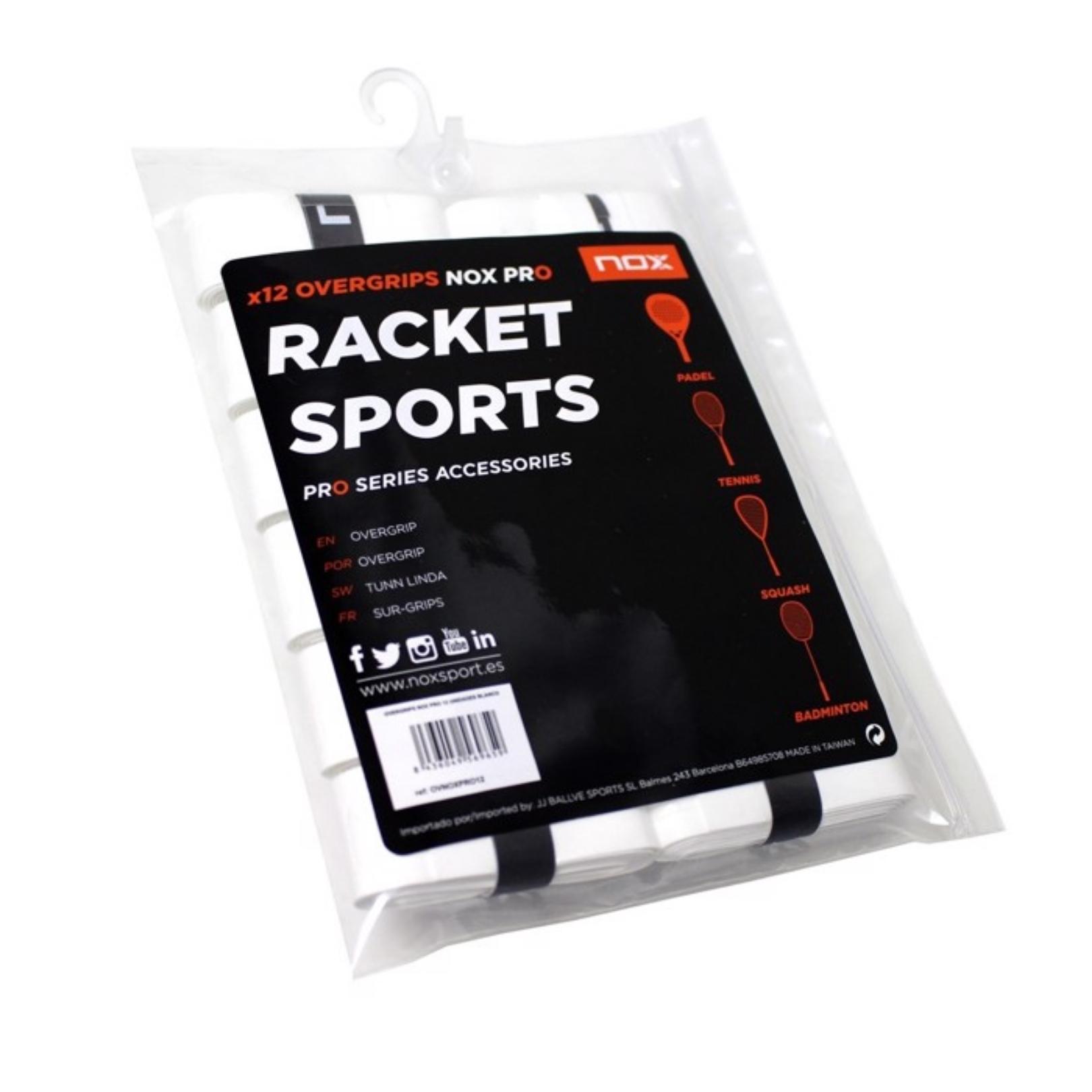 Nox Blister 12 PRO Overgrips - 12 Smooth White Overgrips For