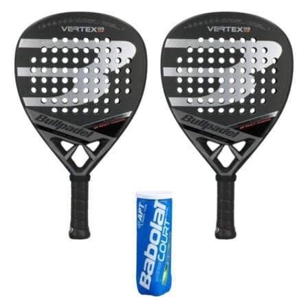 Bullpadel Padel Set (2 x Bullpadel Vertex 03 CMF X + Babolat Court Padel X3 3 stuks)